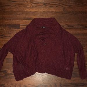 Burgundy oversized knit cardigan